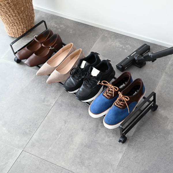 Rollbares Schuhregal Tower - mini - Metall - Schwarz