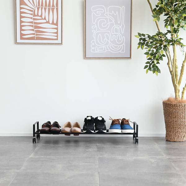 Rollbares Schuhregal Tower - mini - Metall - Schwarz