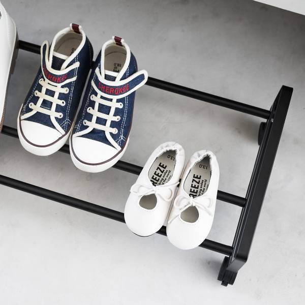 Rollbares Schuhregal Tower - mini - Metall - Schwarz