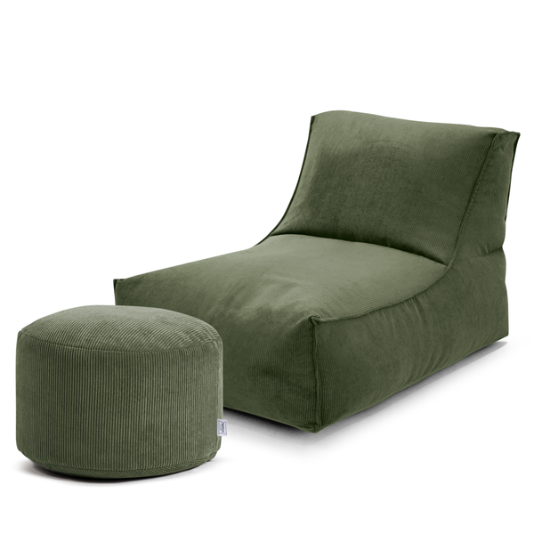Sitzpouf ReLaX!BaG rund - Cordstoff Fjella: Wintermoos