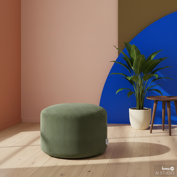 Sitzpouf ReLaX!BaG rund - Cordstoff Fjella: Wintermoos