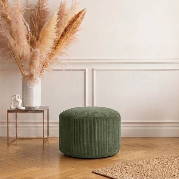 Sitzpouf ReLaX!BaG rund - Cordstoff Fjella: Wintermoos