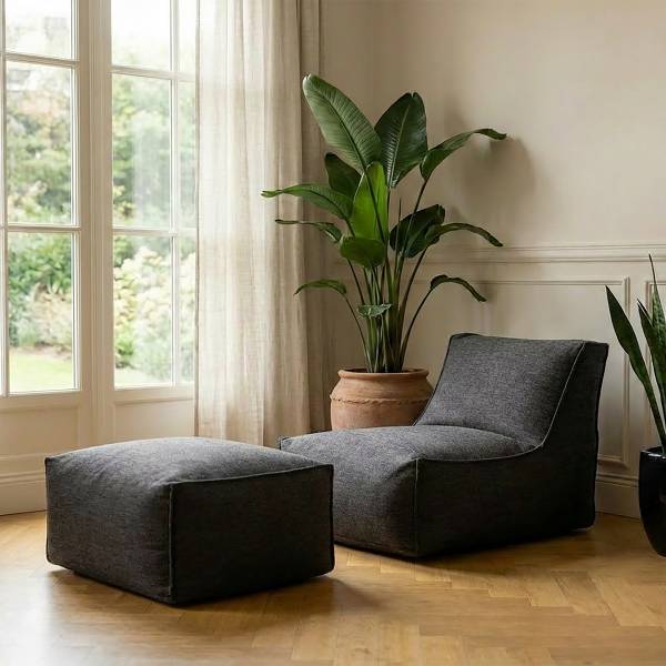 Sitzpouf ReLaX!BaG eckig - Webstoff Roge: Anthrazit