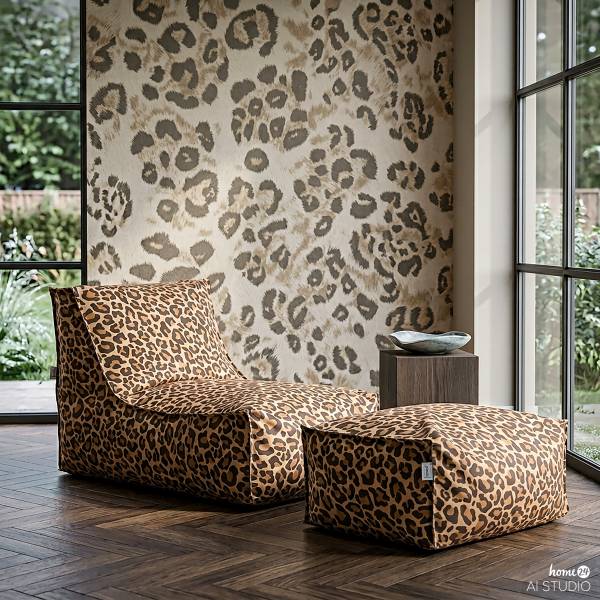 Sitzpouf ReLaX!BaG LEO eckig - Microfaser - Leo-Design