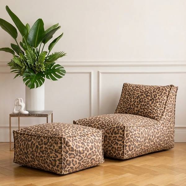 Sitzpouf ReLaX!BaG LEO eckig - Microfaser - Leo-Design