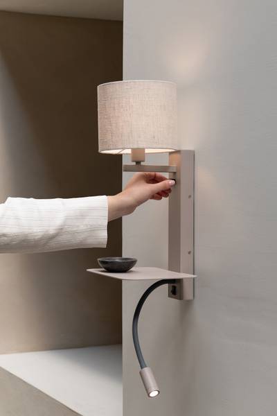 Wandleuchte Florence Typ B - Eisen / Leinen - Beige / Sand
