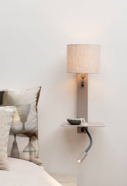 Wandleuchte Florence Typ B - Eisen / Leinen - Beige / Sand
