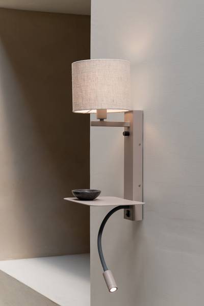 Wandleuchte Florence Typ B - Eisen / Leinen - Beige / Sand