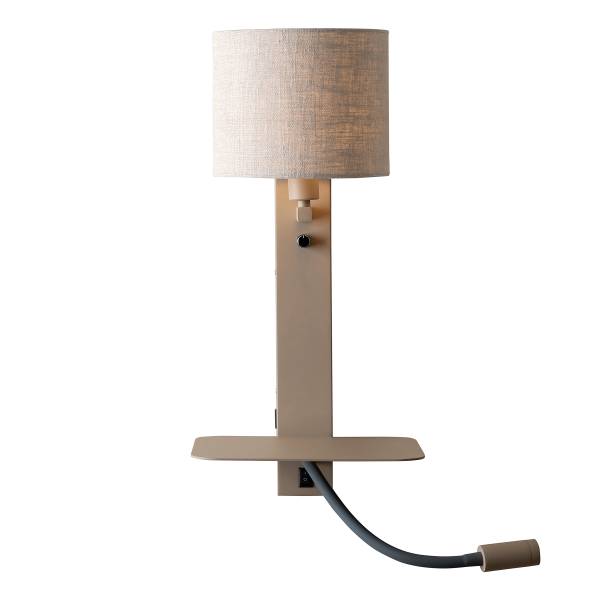 Wandleuchte Florence Typ B - Eisen / Leinen - Beige / Sand