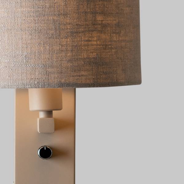 Wandleuchte Florence Typ B - Eisen / Leinen - Beige / Sand