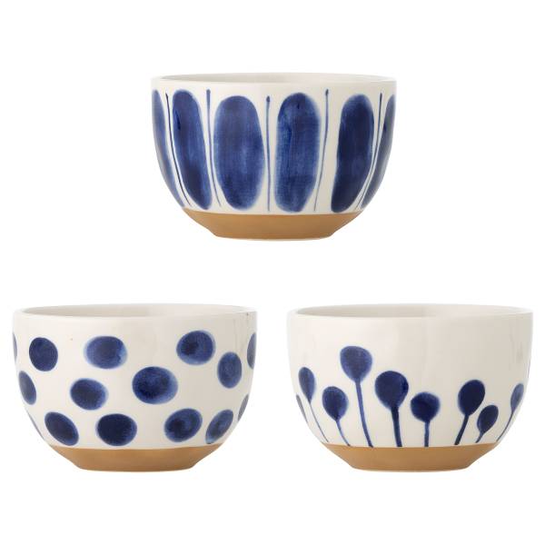 Schalen-Set Linora 3-teilig - Steingut - Blau - Blau