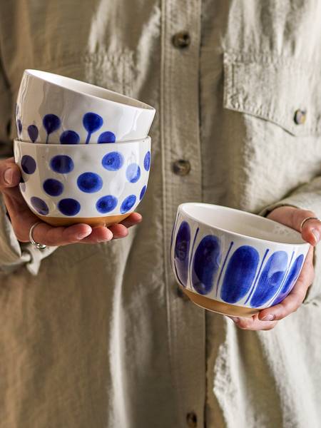 Schalen-Set Linora 3-teilig - Steingut - Blau - Blau