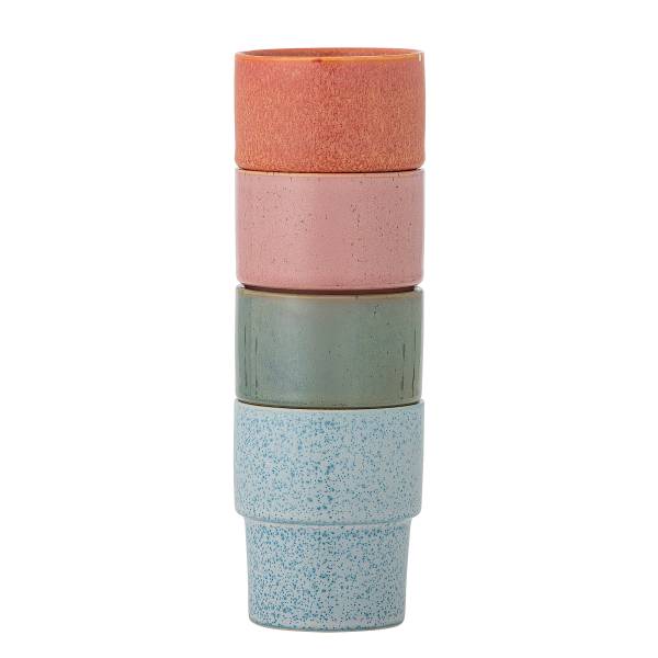 Tassen-Set Ewan 4-teilig - Steingut - Rose - Multicolor