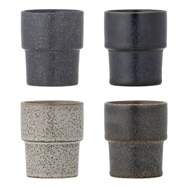 Tassen-Set Ewan 4-teilig - Steingut - Braun - Grau