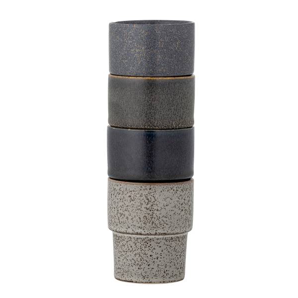 Tassen-Set Ewan 4-teilig - Steingut - Braun - Grau