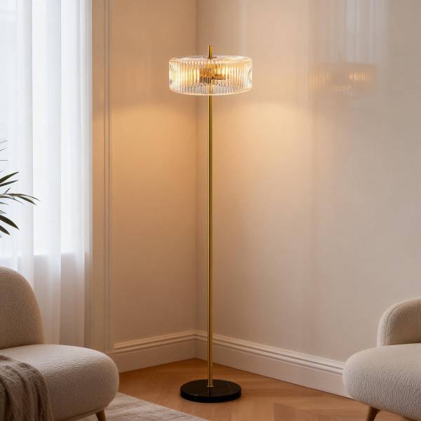 Stehleuchte REMOR - Farbglas / Eisen - 2-flammig