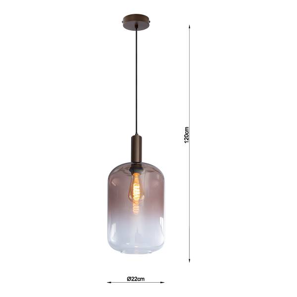 Pendelleuchte XIRON - Farbglas / Eisen - Flammenanzahl: 1