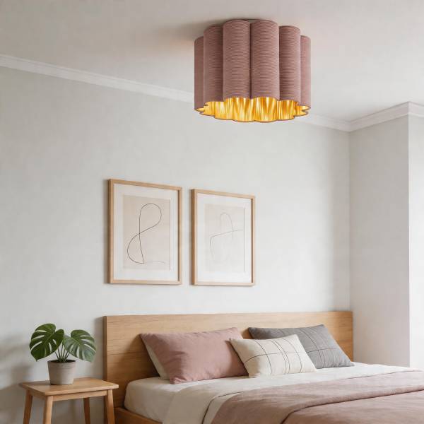 Deckenleuchte CIREL - Samt / Eisen - 1-flammig - Rosa