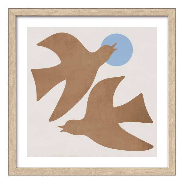 Holzbild Brown Bird - Klarglas / MDF - Beige / Braun