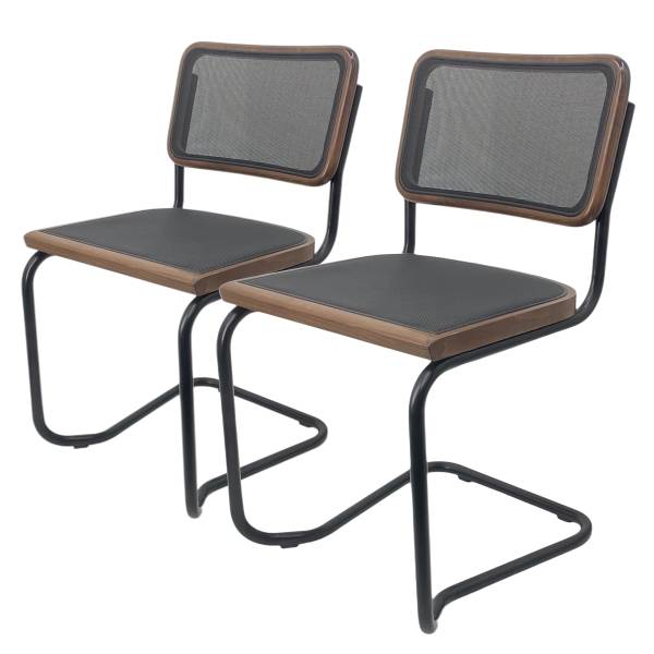Freischwinger HOLM 2er-Set Mesh - Buche Dunkelbraun - Schwarz