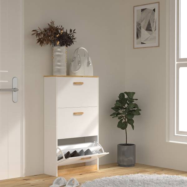Schuhkipper Halom - Breite 59 cm - Weiß - Höhe: 105 cm