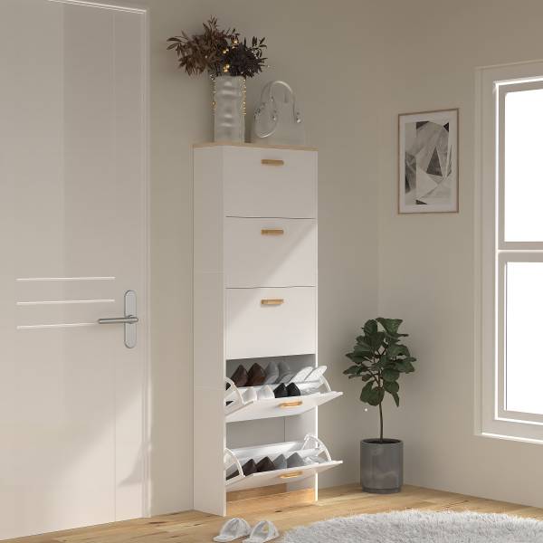 Schuhkipper Halom - Breite 59 cm - Weiß - Höhe: 170 cm