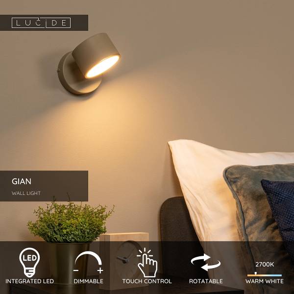 LED-Wandleuchte Gian - Eisen - Beige