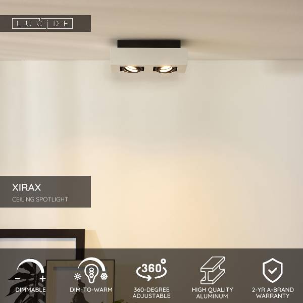 LED-Deckenleuchte Xirax Typ A - Aluminium - Weiß - Flammenanzahl: 2