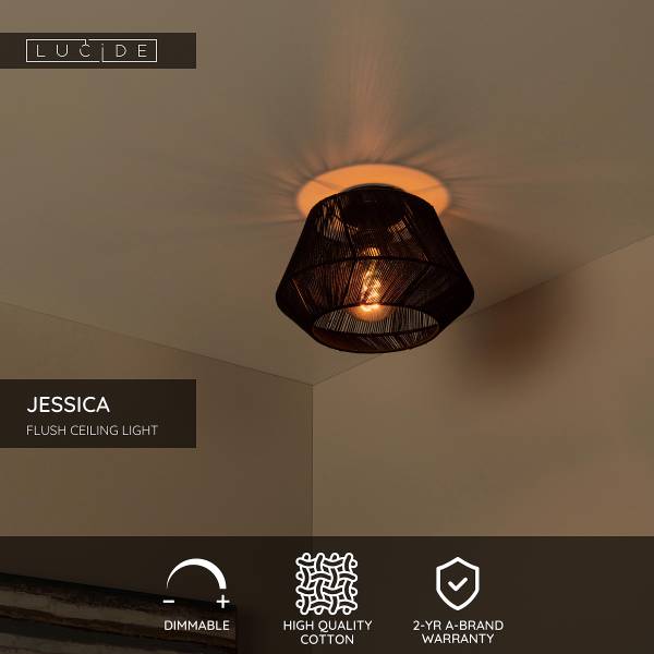 Deckenleuchte Jessica - Baumwollstoff - Schwarz