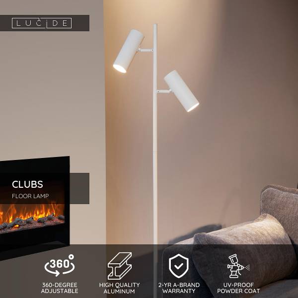 Stehleuchte Clubs - Aluminium - Weiß