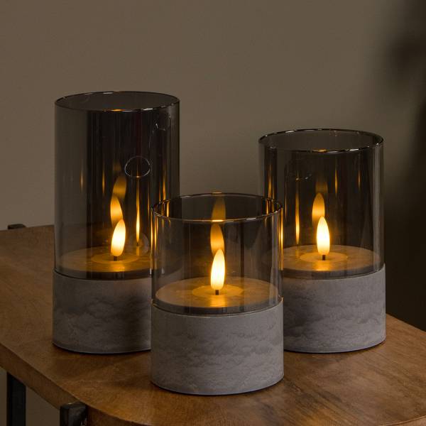 LED-Tischleuchte Velas - Opalglas - Grau