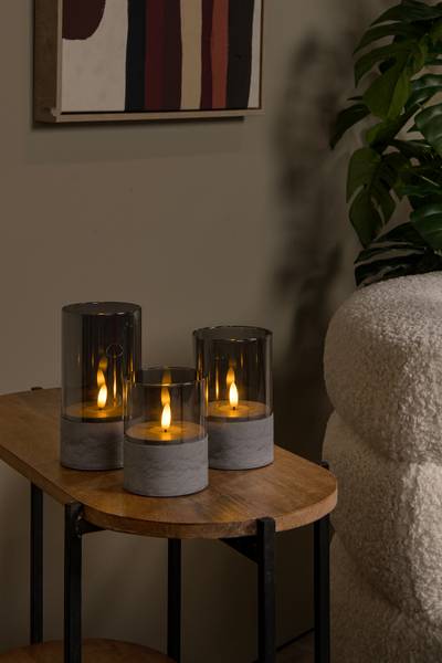 LED-Tischleuchte Velas - Opalglas - Grau