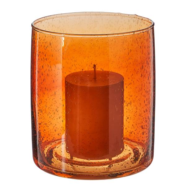 Windlicht MEDLEY - Buntglas - Gelb - Höhe: 17 cm