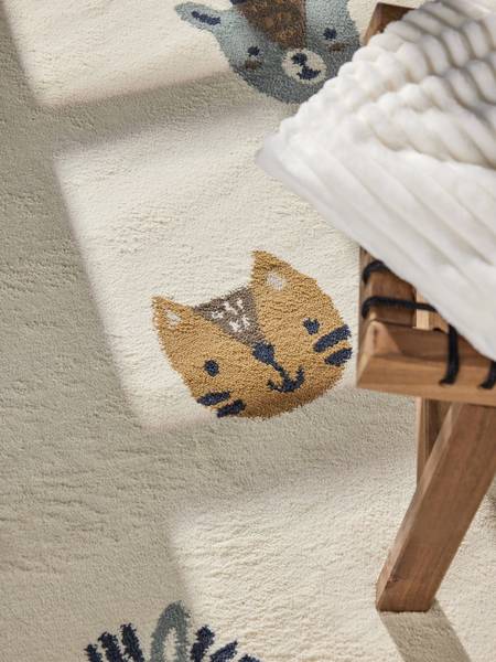 Kinderteppich Tiny Zoo - Polypropylen / Jute - Creme - 120 x 170 cm