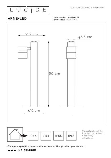 LED-Wegeleuchte Arne Typ B - Stahl - Silber