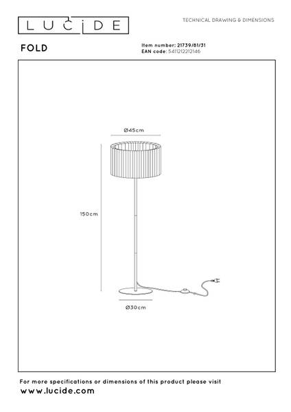 Stehleuchte Fold Typ B - Aluminium / Polyester - Weiß