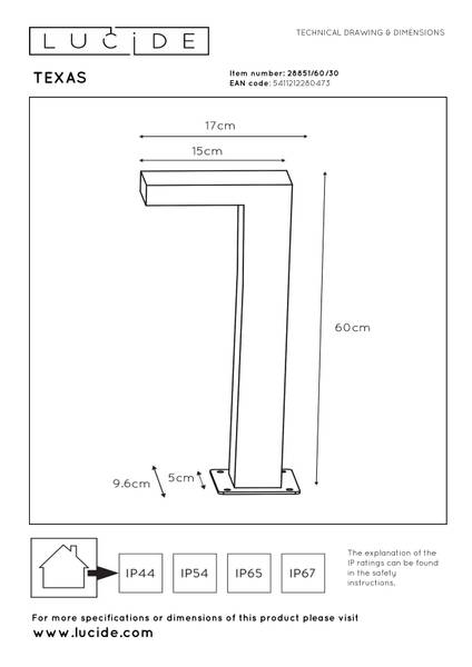 Wegeleuchte Texas Typ A - Aluminium - Grau - Höhe: 60 cm