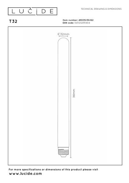 Leuchtmittel T32 - Opalglas - Gelb - Höhe: 30 cm