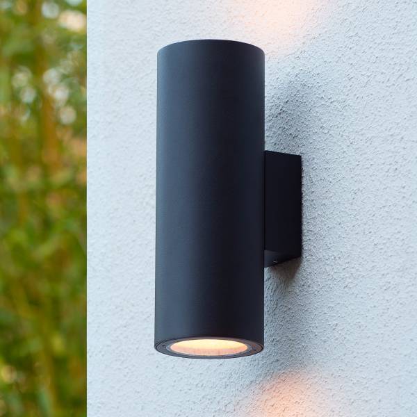 Außenwandleuchte Volantis - Aluminium - Schwarz - Flammenanzahl: 2