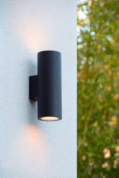 Außenwandleuchte Volantis - Aluminium - Schwarz - Flammenanzahl: 2