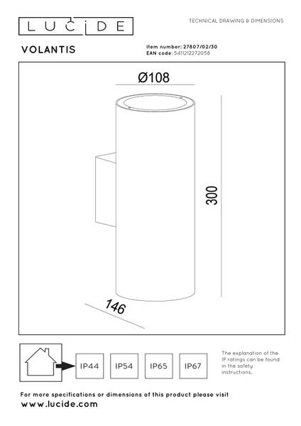 Außenwandleuchte Volantis - Aluminium - Schwarz - Flammenanzahl: 2