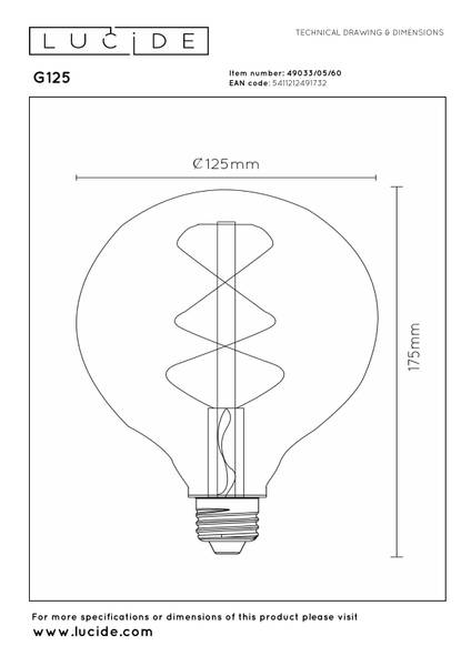 Leuchtmittel G125 Typ B - Opalglas - Durchscheinend