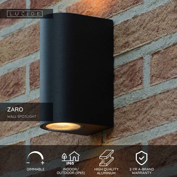 Außenwandleuchte Zaro Typ B - Aluminium - Schwarz - Flammenanzahl: 2