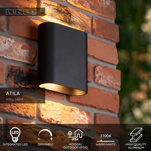 Außenwandleuchte Atila - Aluminium - Schwarz