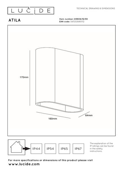 Außenwandleuchte Atila - Aluminium - Schwarz