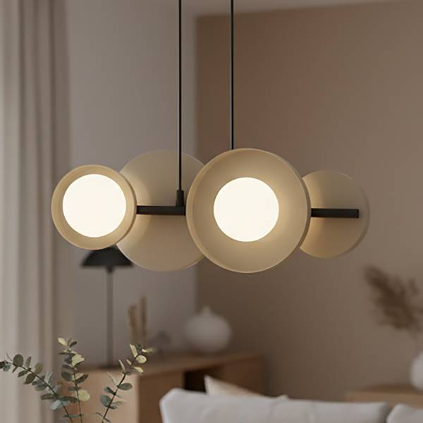 Pendelleuchte Model - Opalglas / Stahl - Beige - Flammenanzahl: 4