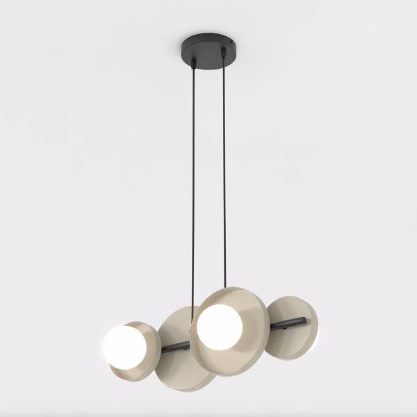 Pendelleuchte Model - Opalglas / Stahl - Beige - Flammenanzahl: 4