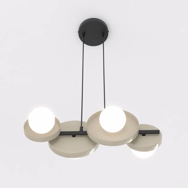 Pendelleuchte Model - Opalglas / Stahl - Beige - Flammenanzahl: 4