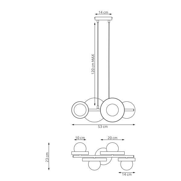 Pendelleuchte Model - Opalglas / Stahl - Beige - Flammenanzahl: 4