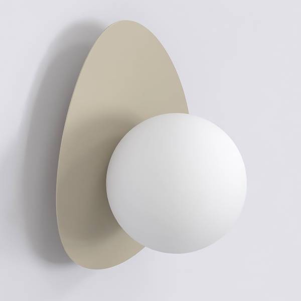 Wandleuchte Ovo - Opalglas / Stahl - Beige